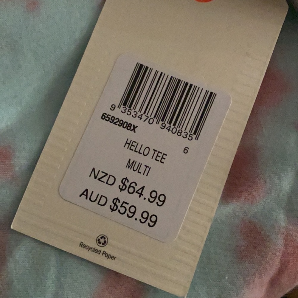 NWT Billabong Hello Tee Multi Shirt Tie Dye Size 6 - Picture 9 of 9